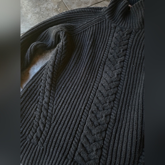 Lululemon Bring the Cozy black cable knit turtleneck sweater cotton size 10 - Picture 6 of 8